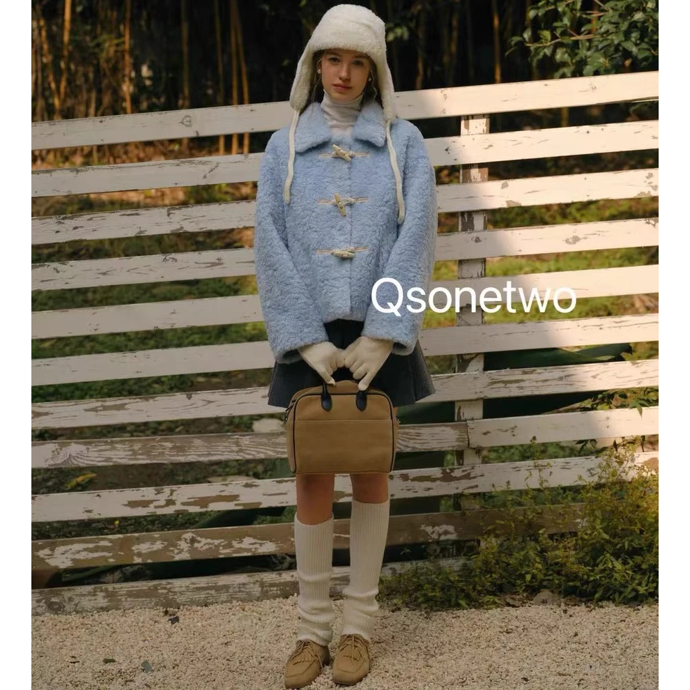 Pada&QS【蓝色棉花糖】韩系软糯糯的懒人穿搭 加厚毛外套111297