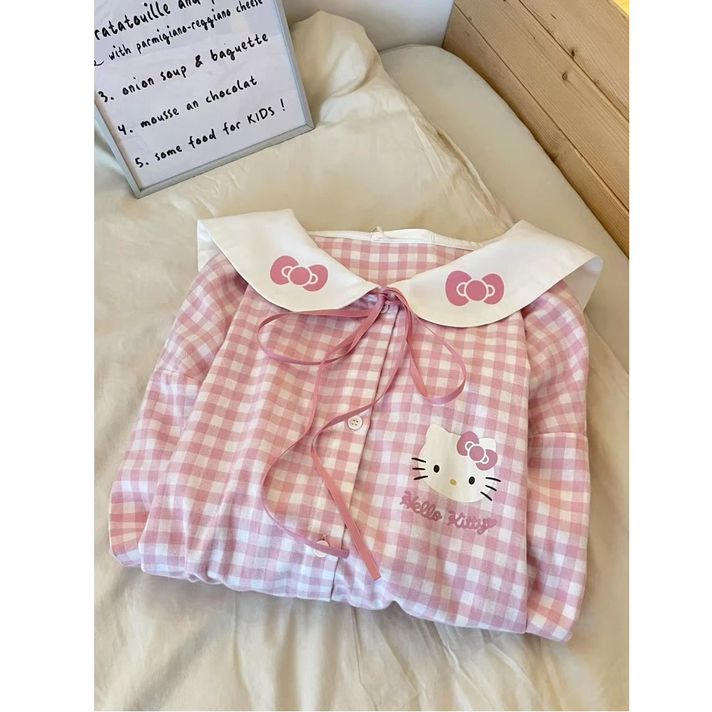 粉色温柔风可爱HelloKitty短袖睡裙女夏季甜美娃娃领可外穿居家裙