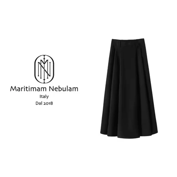 Maritimam Nebulam【奥黛丽】 赫本风黑色羊毛A字裙摆半身裙 QZ063