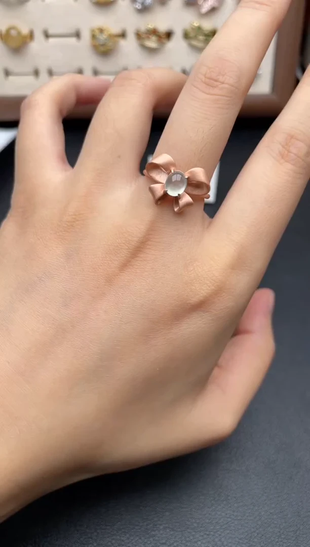 翡翠戒指银S925镶嵌一物一证一礼盒