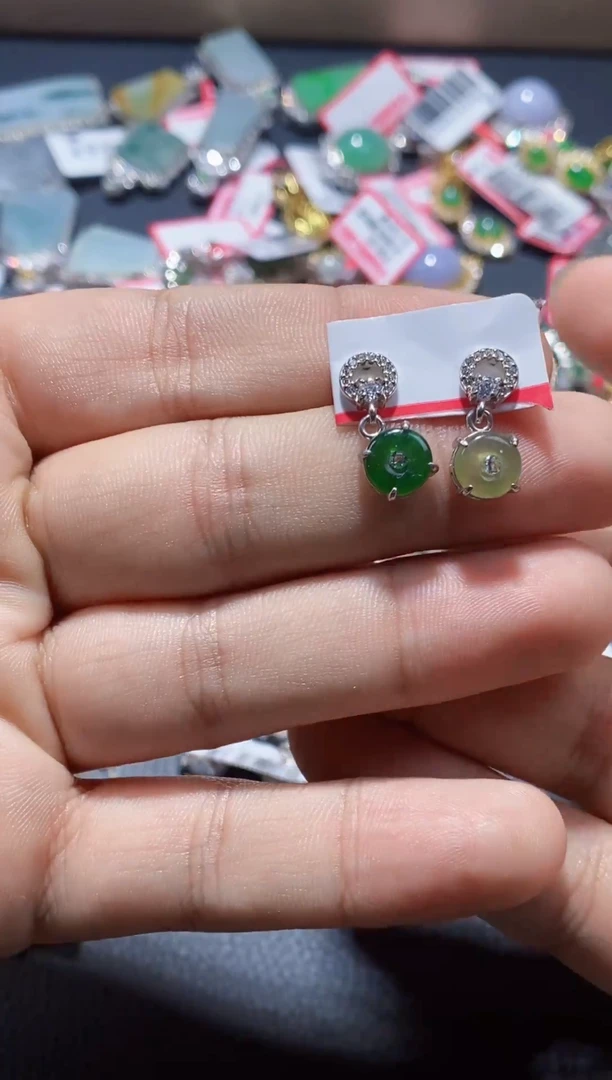 银S925镶嵌戒指翡翠天然A货缅甸翡翠