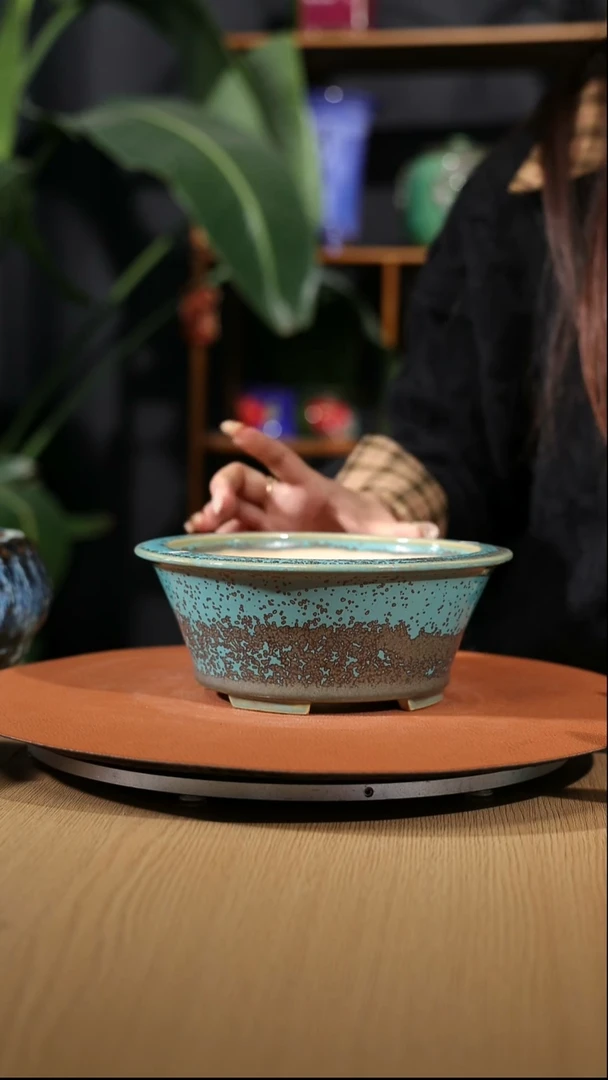 【石湾花盆】8寸四脚反口圆盆042