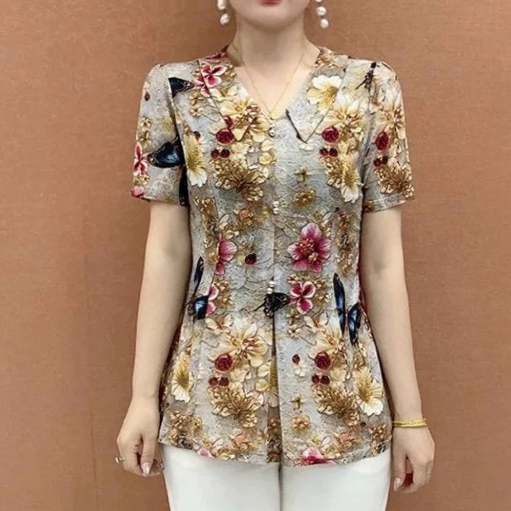 【衣雅严选】8208-1942#夏季新款百搭翻领气质减龄上衣