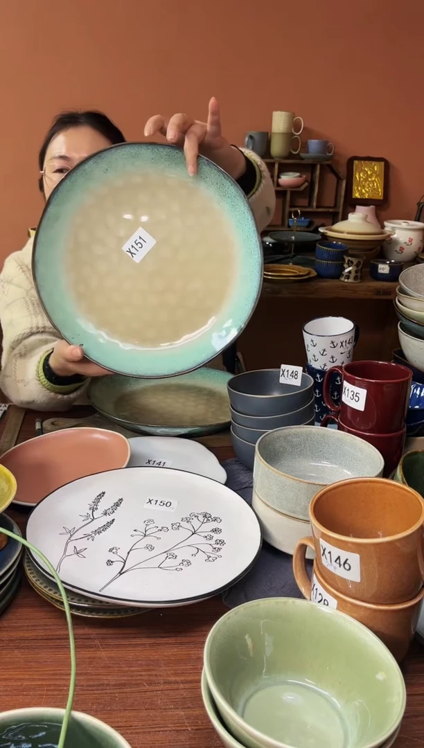 【闪购商品】碗X151 陶瓷异形锤纹大盘微瑕一个