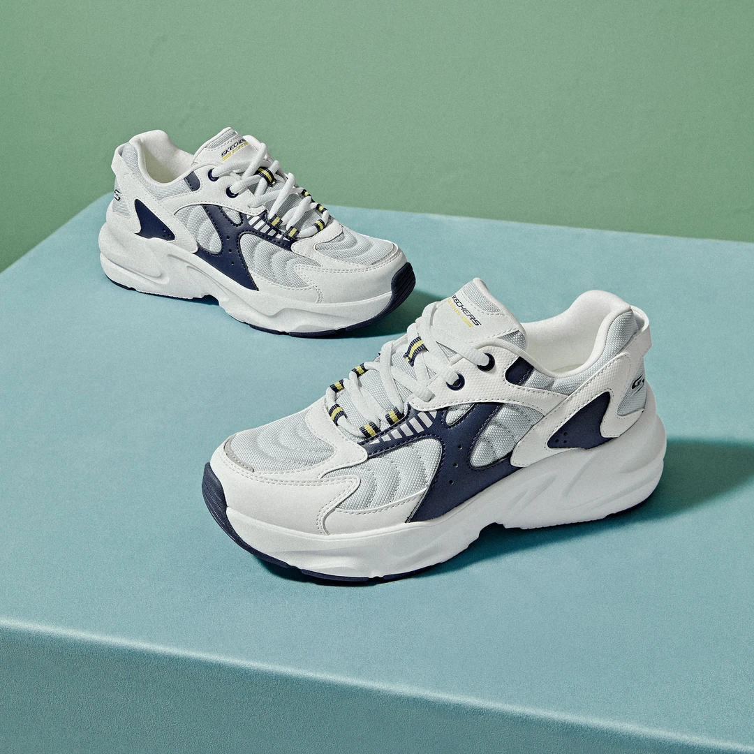 斯凯奇【踏浪】厚底跑步鞋增高老爹鞋低帮拼色运动鞋休闲鞋117362