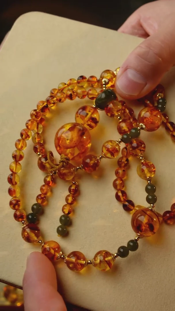 【闪购商品】琥珀颈饰未镶嵌花珀项链葫芦款