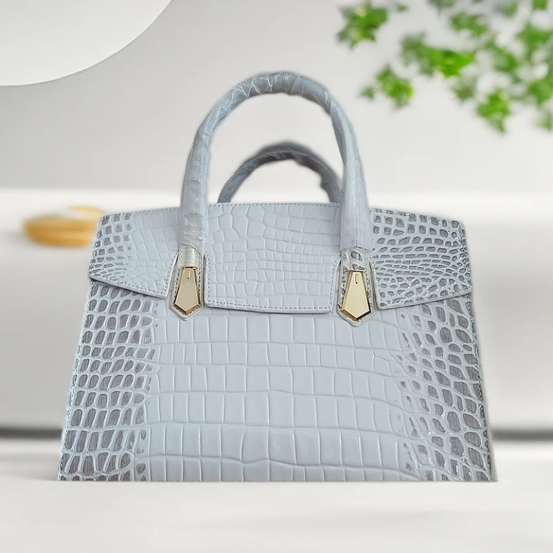 大气正梯稀有皮手提包百搭包牛皮单肩车缝线纹女士真皮通勤