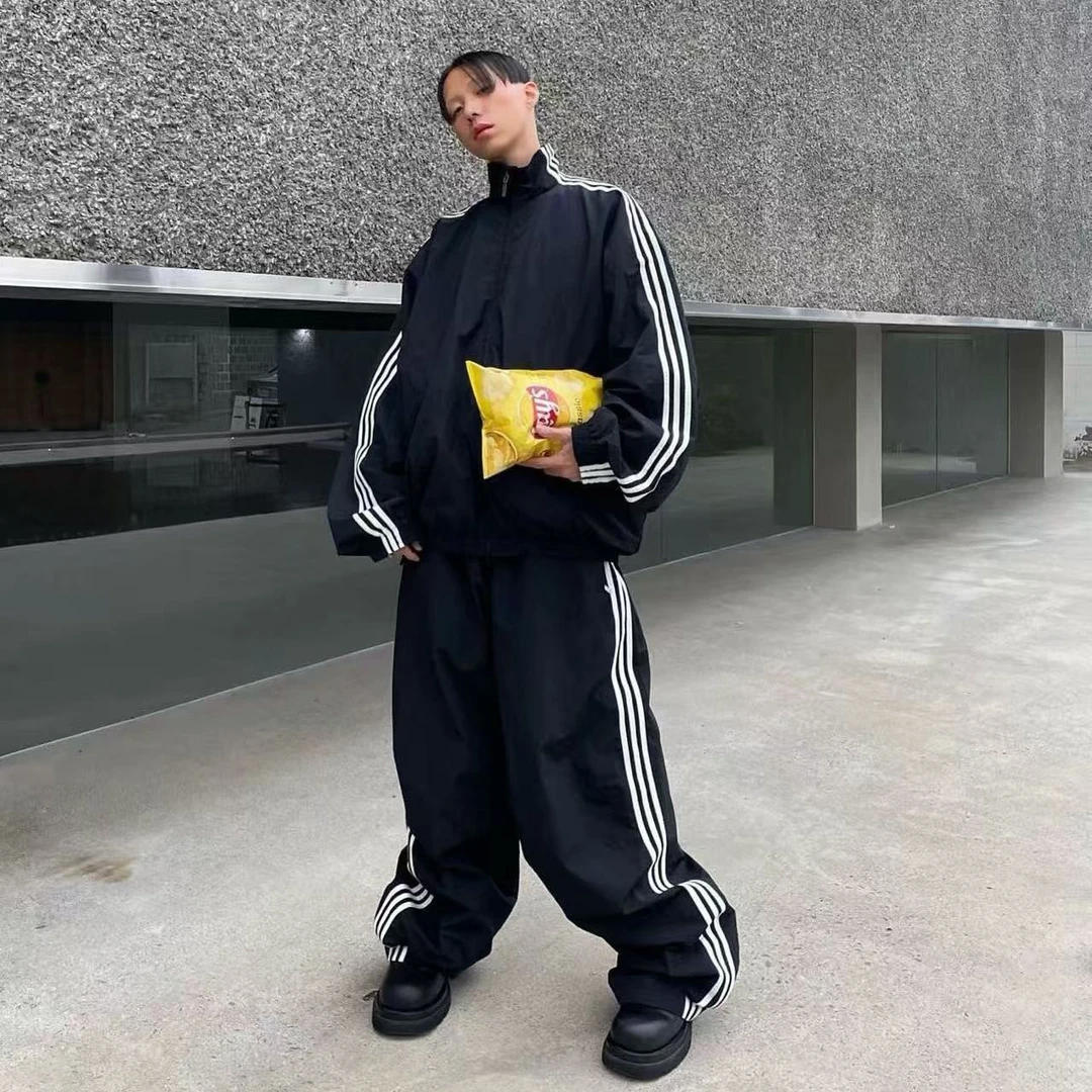 【孤品清仓】三条杠拼接立领长裤休闲运动套装韩版春秋