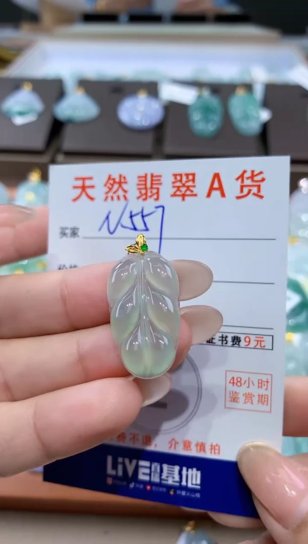 颈饰18K金镶嵌翡翠天然缅甸翡翠A货挂件