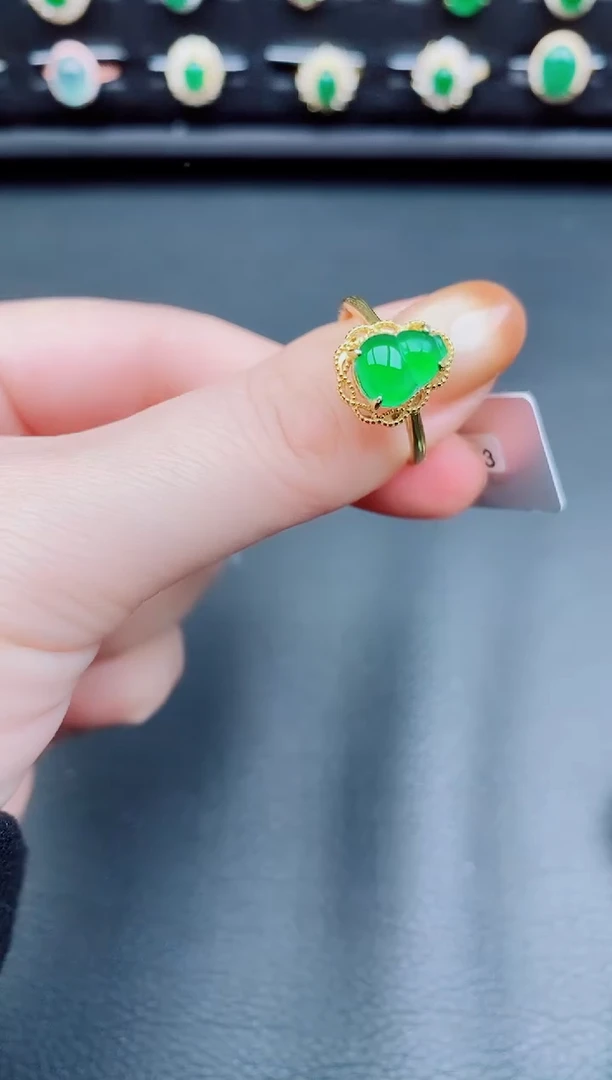 【闪购商品】翡翠戒指银S925镶嵌天然a货翡翠39