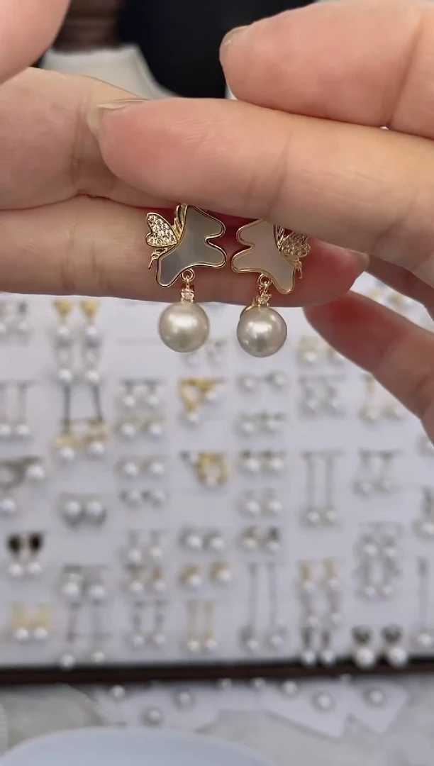 合金耳饰淡水珍珠10圆珠默认微瑕9mm