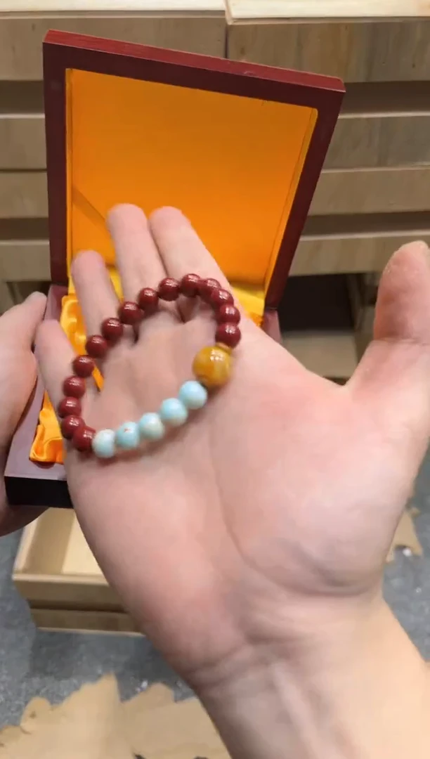 陈氏文玩云仓朱砂类手串无礼盒