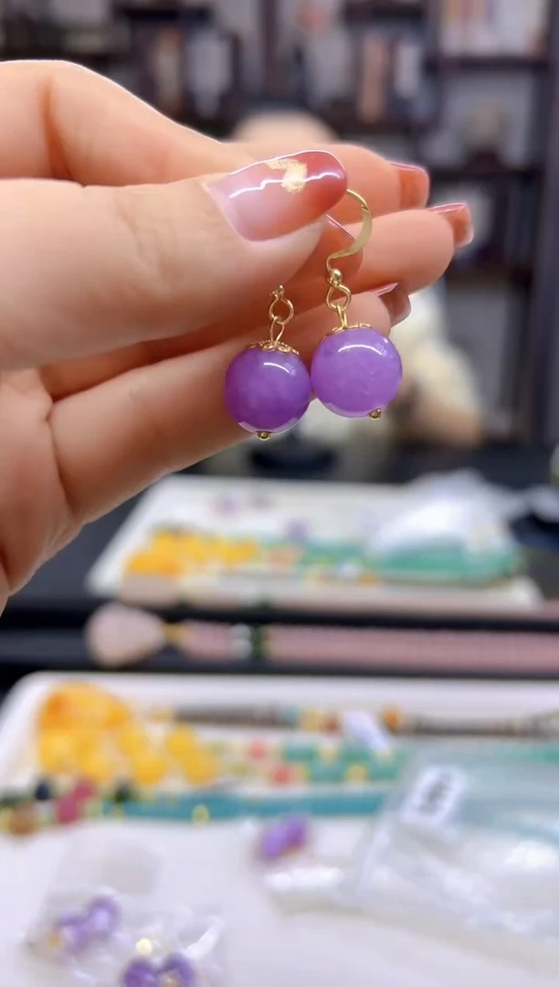 【闪购商品】翡翠耳饰14K金镶嵌耳勾E494