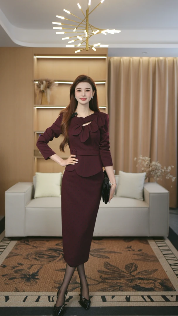 罗曼定制 高定原创收腰上衣女新款+半身裙时尚秋气质名媛高级套装
