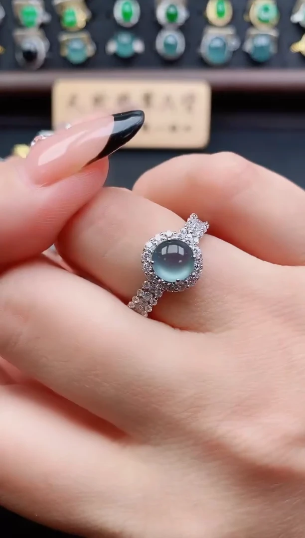 银S925镶嵌戒指翡翠1