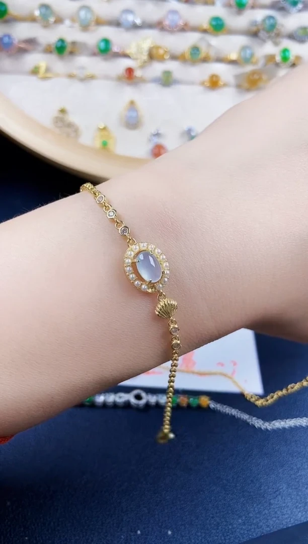 银S925镶嵌手链翡翠789879