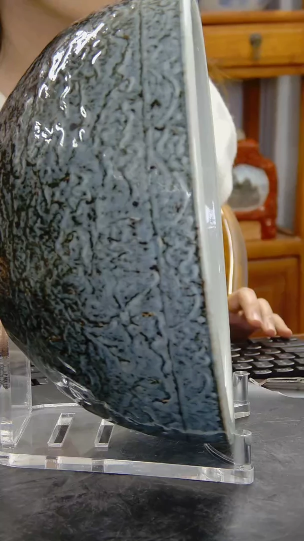 瓶青花釉里红暗刻云龙纹盆#5069#