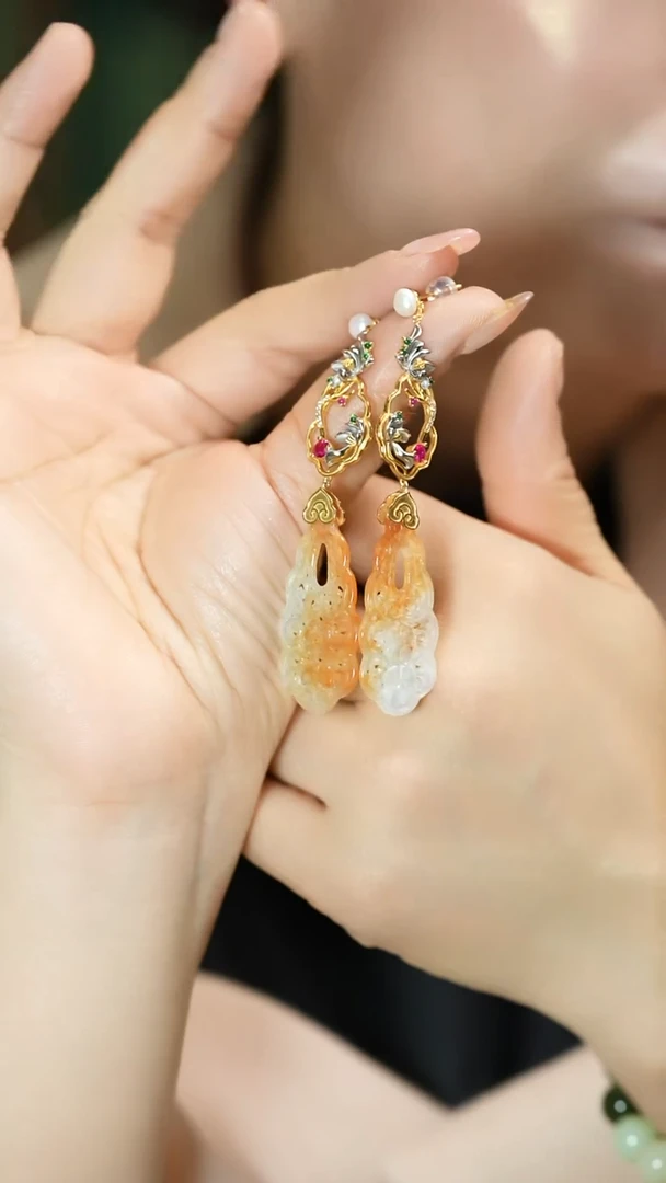 【闪购商品】翡翠耳饰银S925镶嵌支持48小时鉴赏