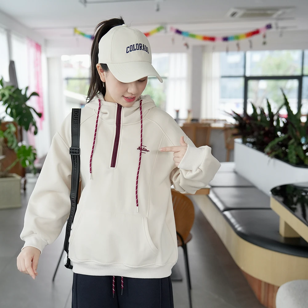 现货亲子装3817中大童加绒卫衣女中大童亲子装套头上衣休闲宽松