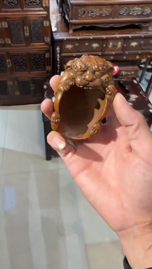 木木头款黄杨福狮茶则98