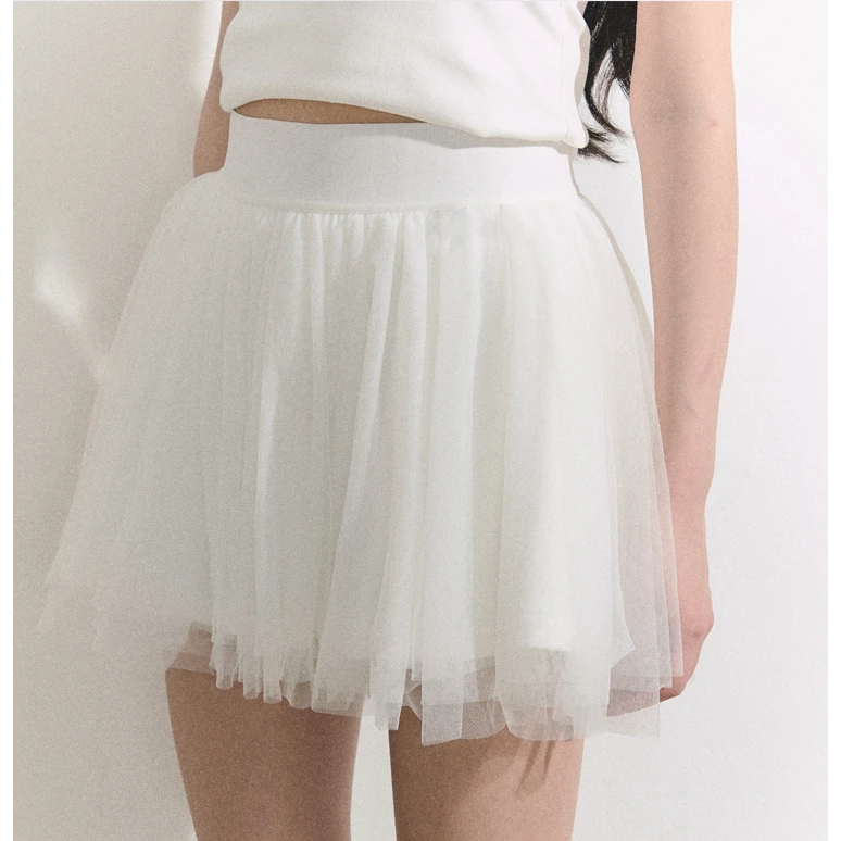 OIOI ESSE/"白色纱幔" 运动风百褶短裙女夏百搭网球少女蓬蓬裙