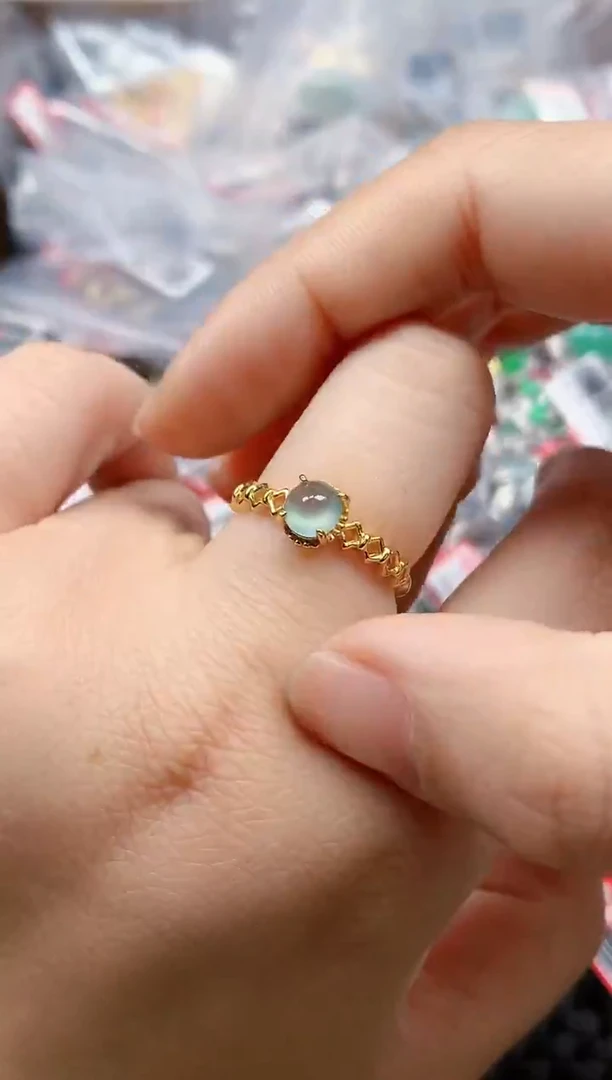 银S925镶嵌戒指翡翠天然A货缅甸翡翠