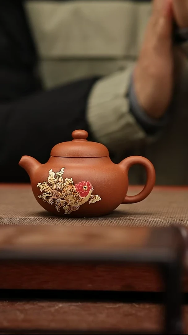 茶壶紫砂小红泥柿圆 110毫升有余