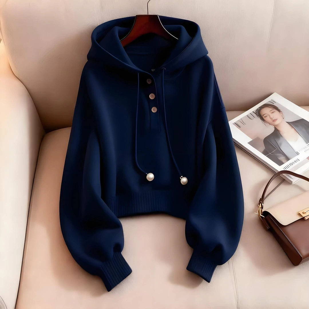 时尚慵懒风不起球连帽卫衣女2025新款秋季穿搭百搭显瘦上衣外套女