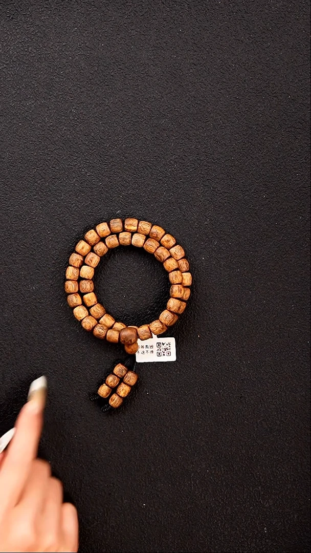 沉香手串莺歌绿棋楠白棋8mm鼓珠双圈