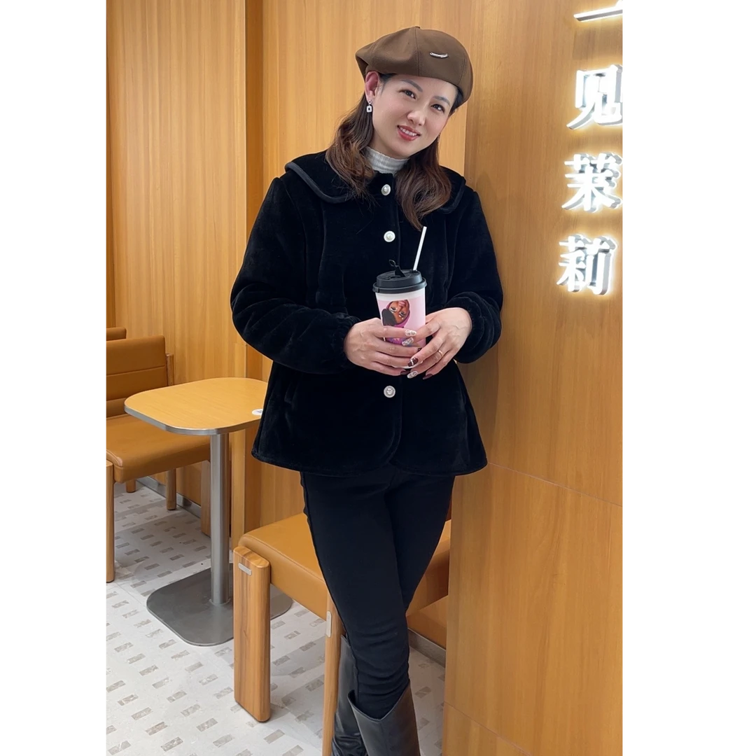 【套装】冬季名媛女士女款外穿复合睡衣家居服黑色保暖显瘦