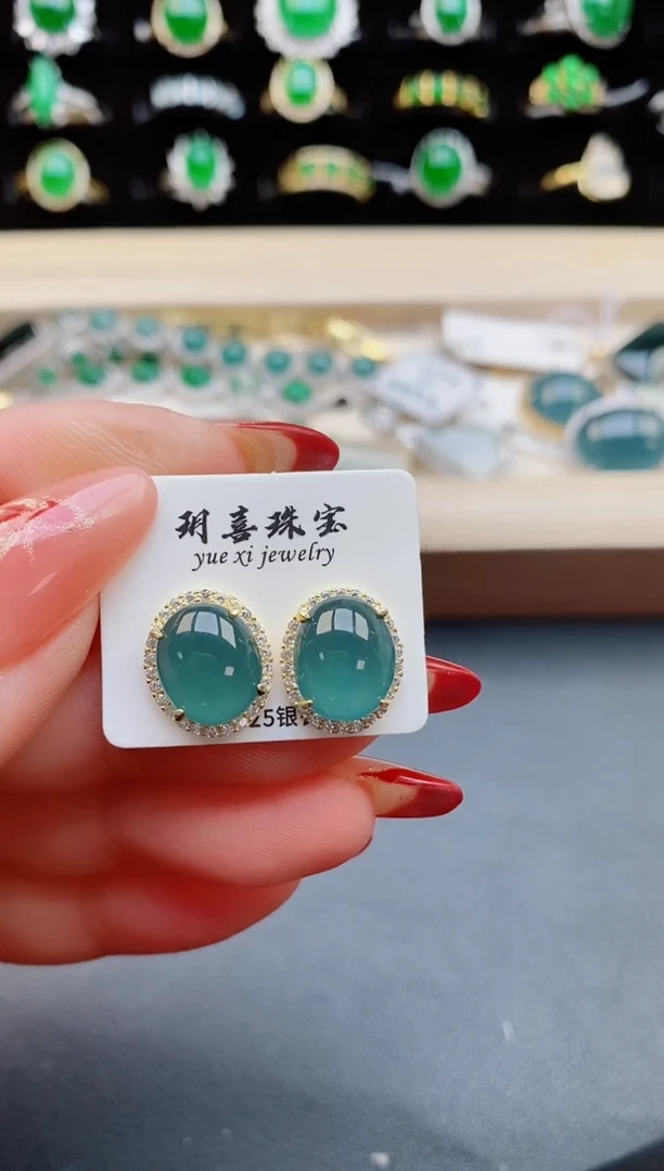 【闪购商品】翡翠耳饰银S925镶嵌321321