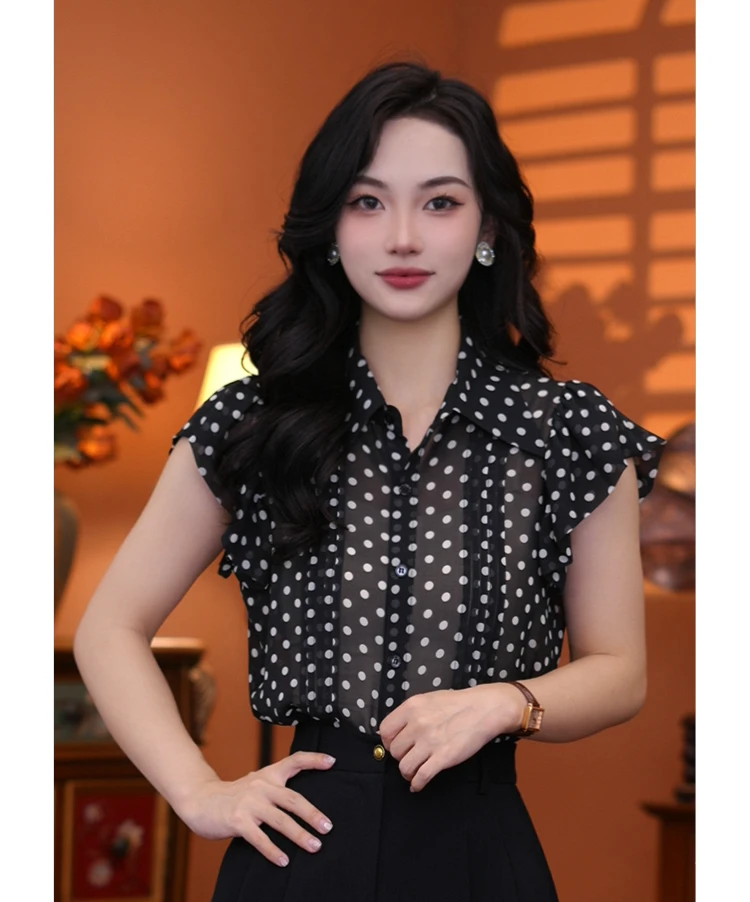 西西【黑糖奶茶】港味复古时尚气质短袖上衣02334