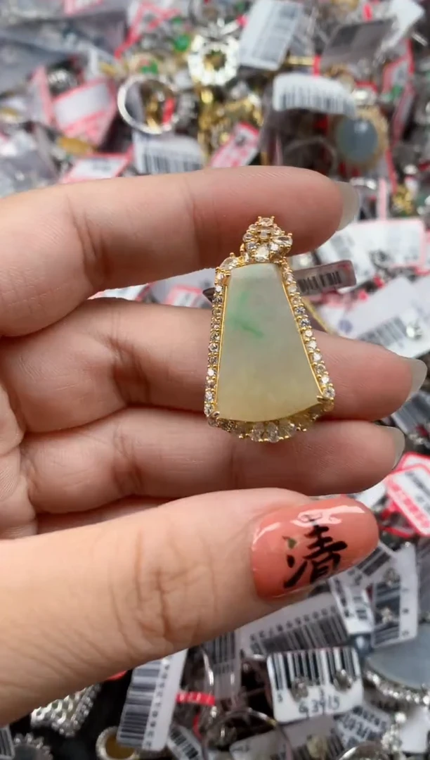 银S925镶嵌戒指翡翠天然A货缅甸翡翠