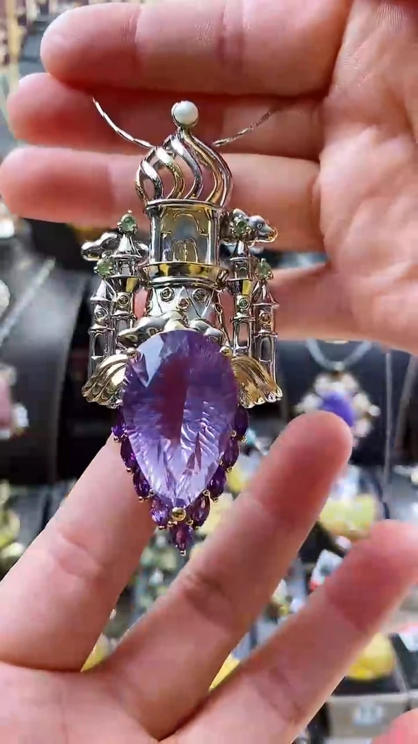 银S925镶嵌颈饰紫晶吊坠