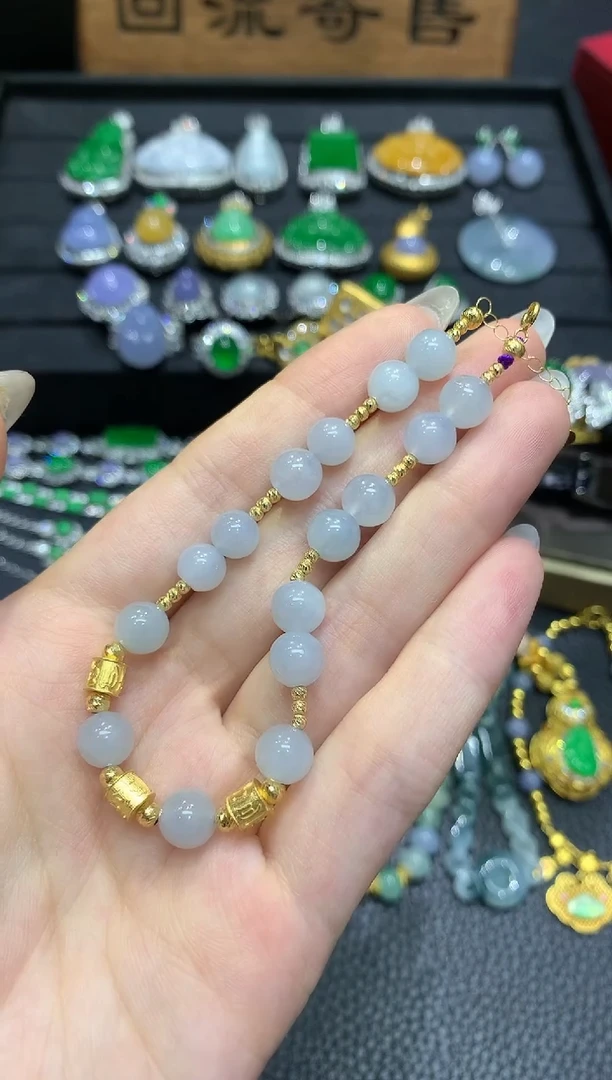 18K金镶嵌手链翡翠7