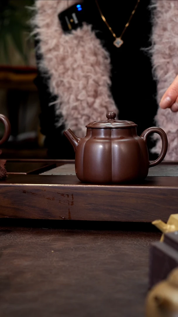 茶壶紫砂紫泥六瓣海棠200cc左右