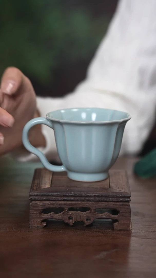 【闪购商品】清凉寺原产地仿古釉手工汝瓷咖啡单杯