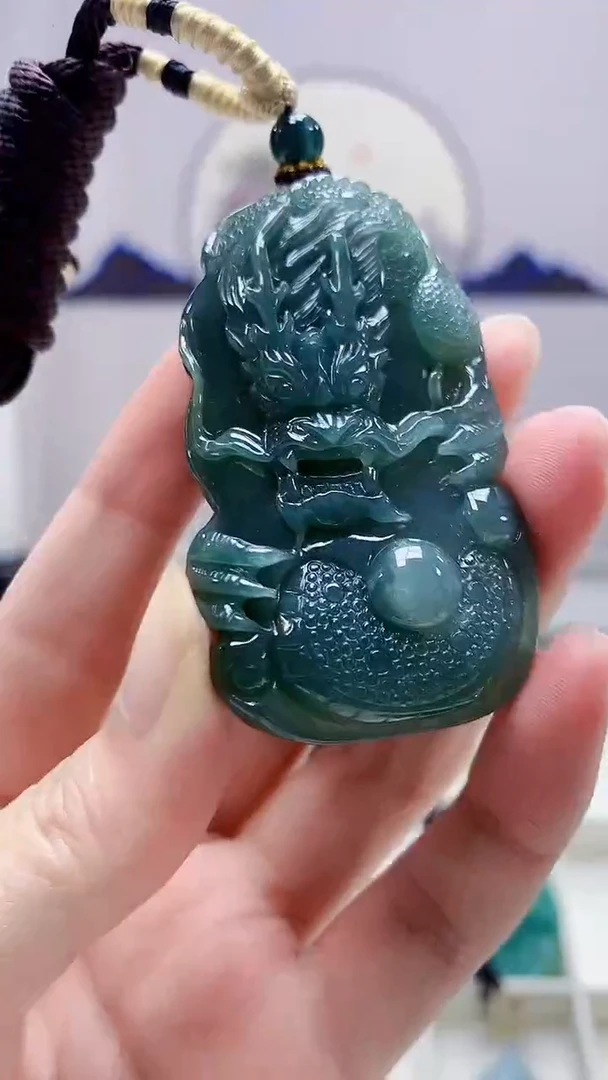 未镶嵌定制翡翠4898zm-毛货挂件56龙牌