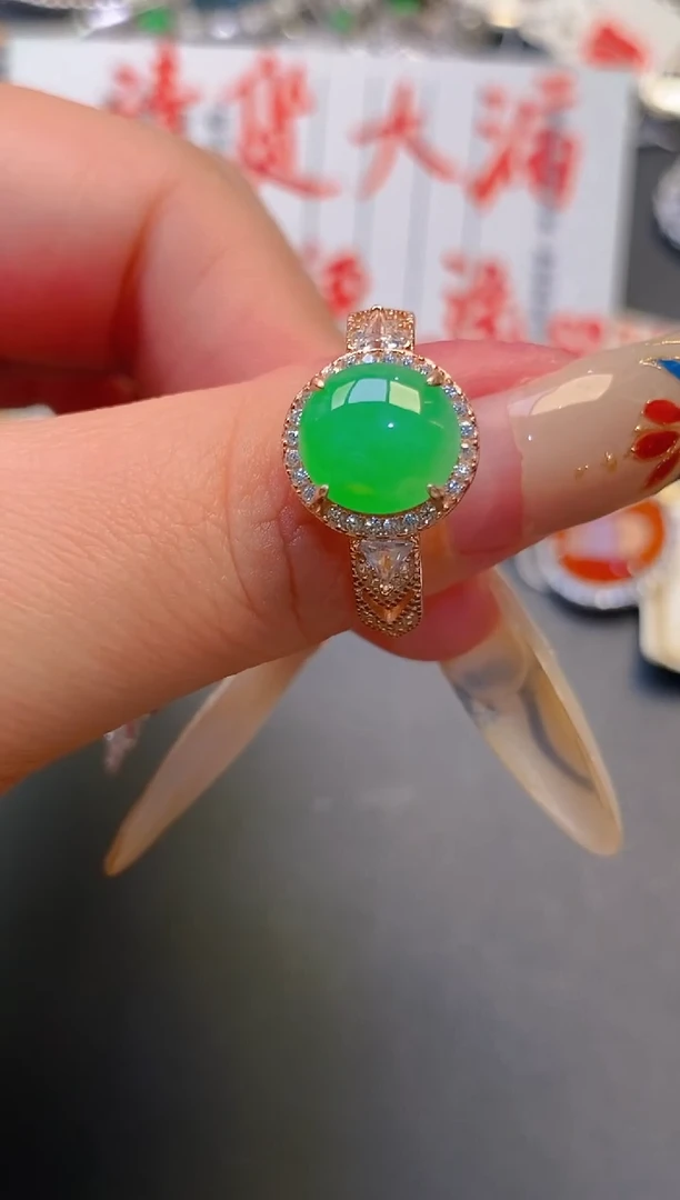 【闪购商品】翡翠耳饰银S925镶嵌天然A货翡翠1