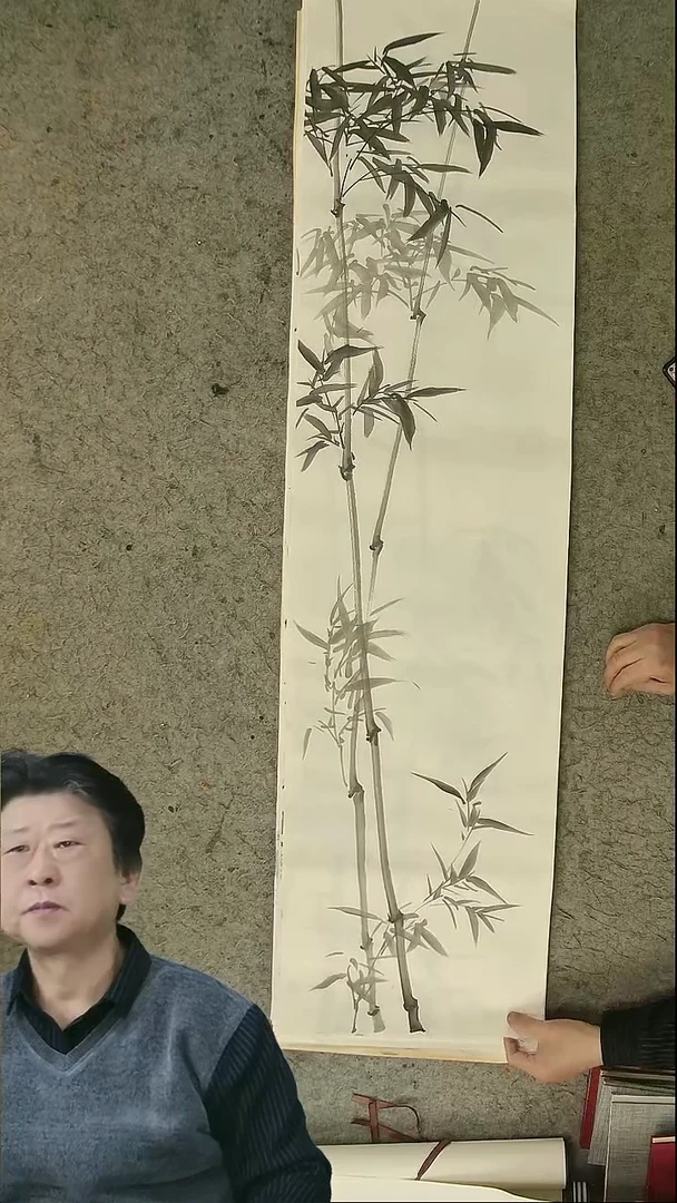 国画四尺对开  墨竹条屏 34*138cm