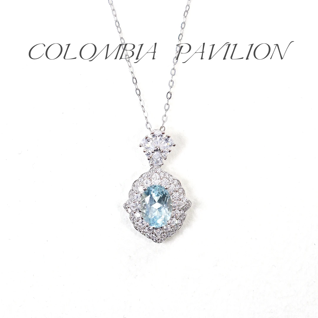 3307-S925银-天然海蓝宝吊坠-轻奢气质6mm*8mm-1.8-2ct左右