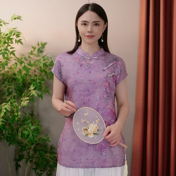 新中式国风梅花上衣7581
