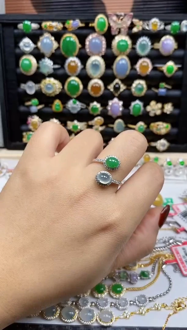 银S925镶嵌戒指翡翠9562