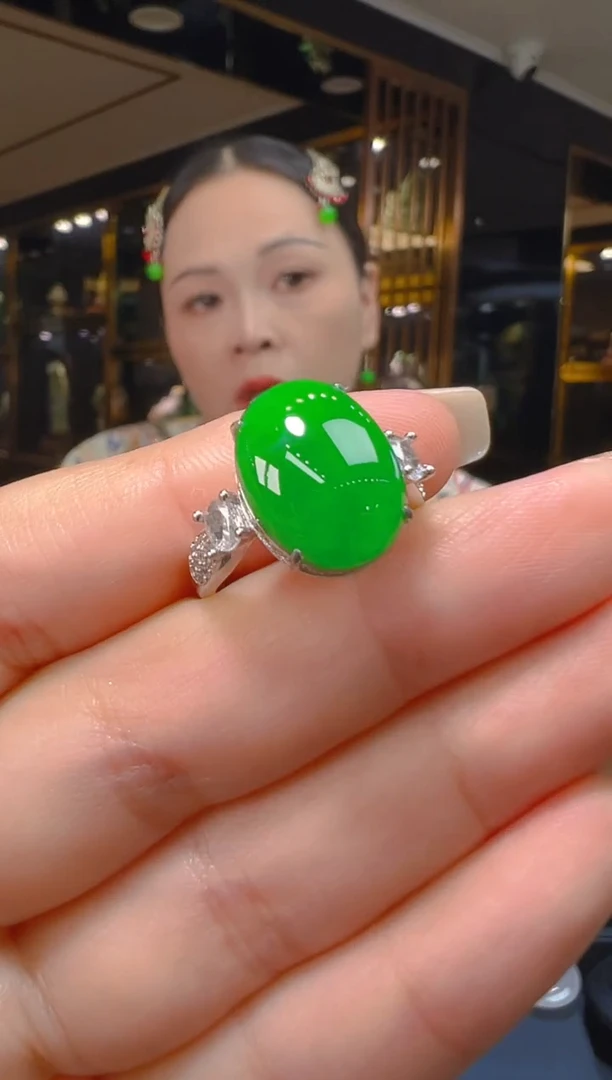 银S925镶嵌戒指翡翠055（多样性发其一）