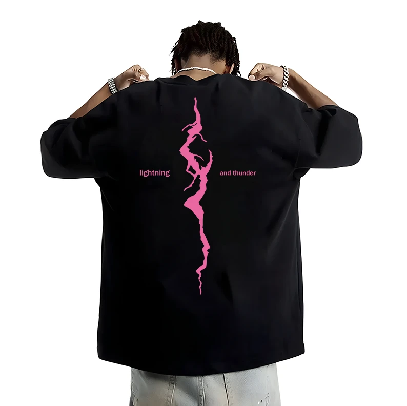 230g纯棉男士短袖t恤美式夏季ins印花宽松圆领痞帅高级感潮流男装