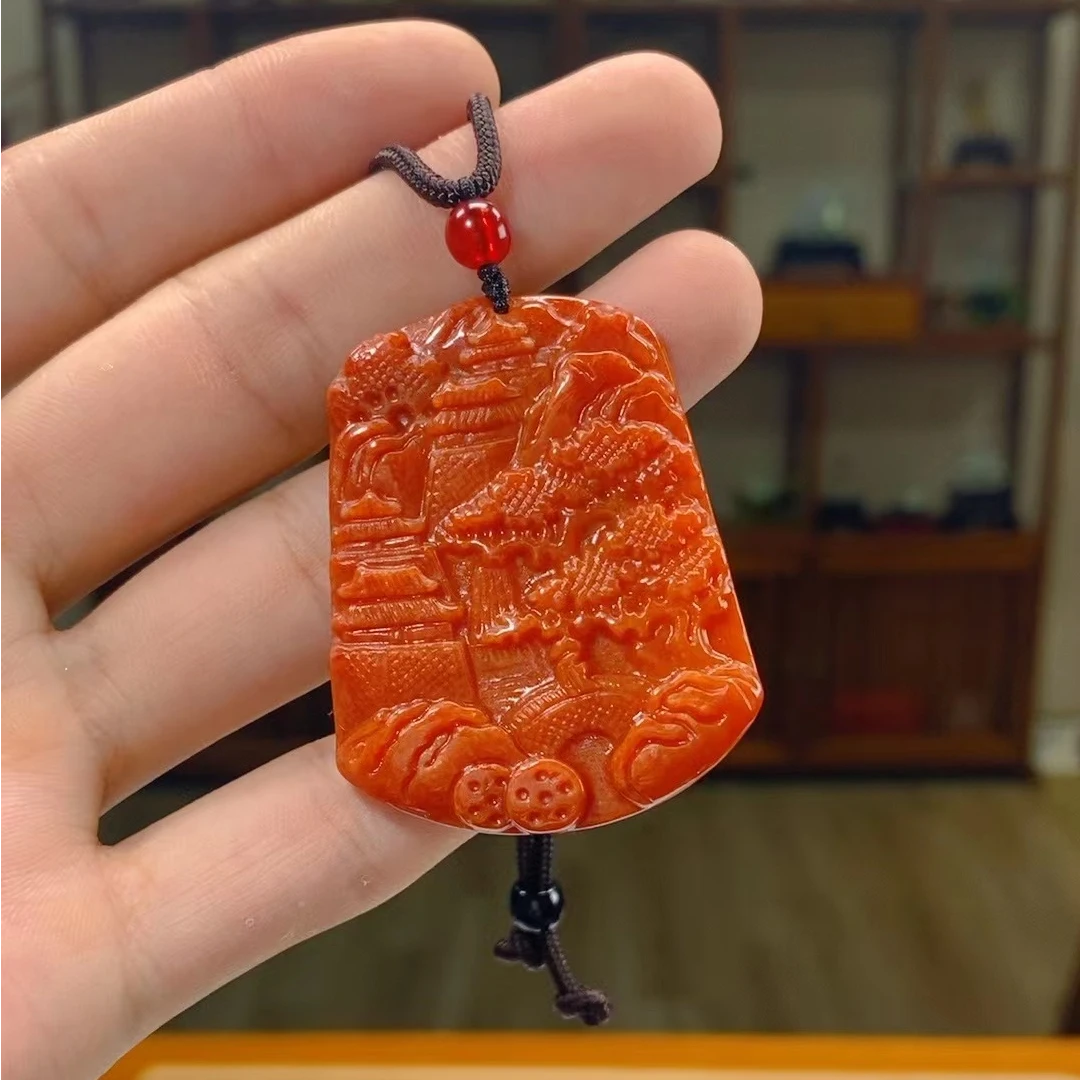 XX天然A货翡翠红翡大山水百搭时尚轻奢ML011010