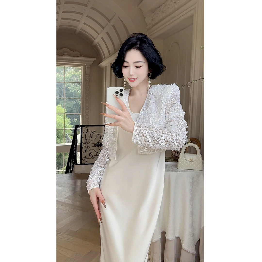 LYXJ【伊娃人鱼泪】亮片外套2025夏季新款宽松显瘦气质时尚短款外套