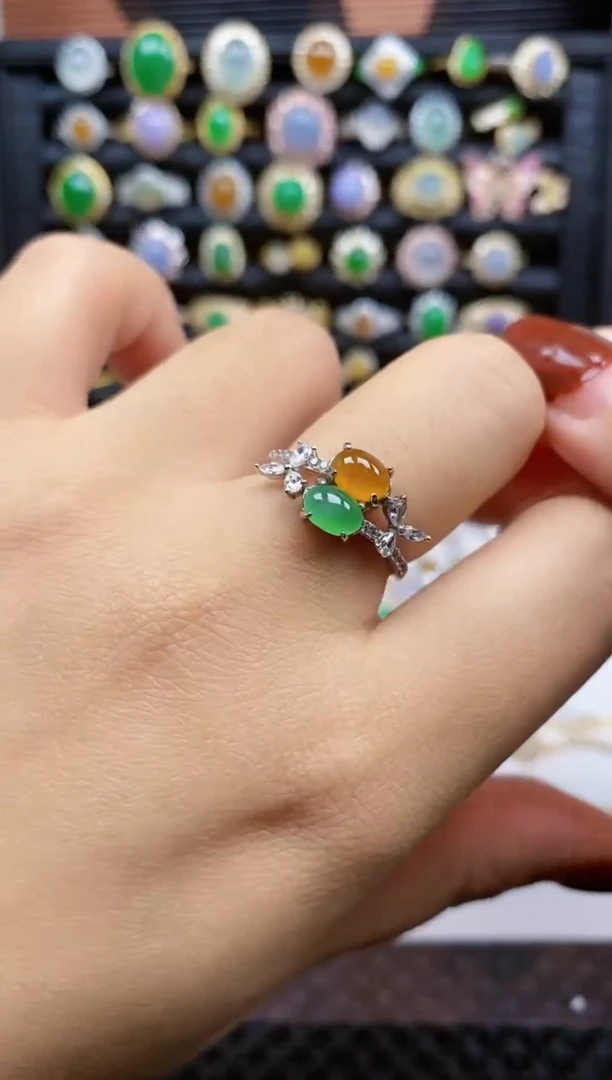 银S925镶嵌戒指翡翠290