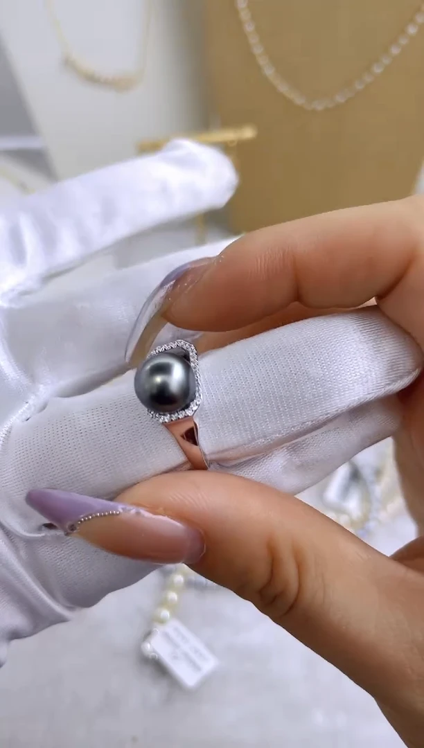 银S925镶嵌戒指海水珍珠多样性发其一