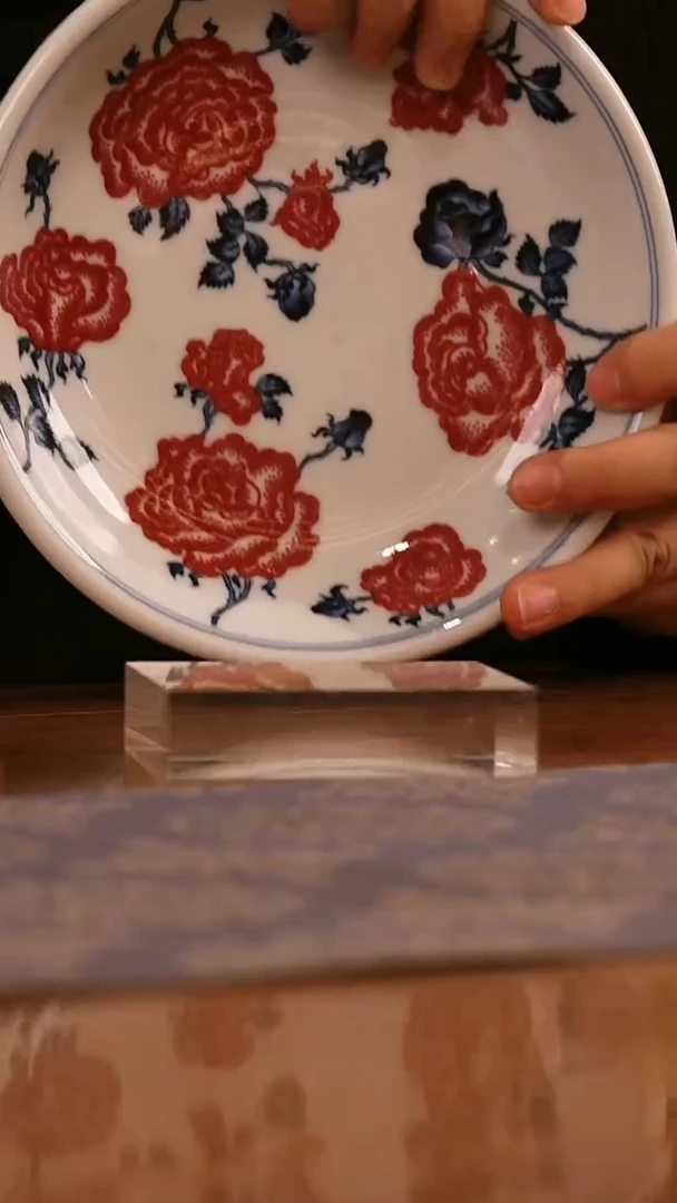 瓷姑娘-子君堂青花釉里红壶承-玫瑰花图